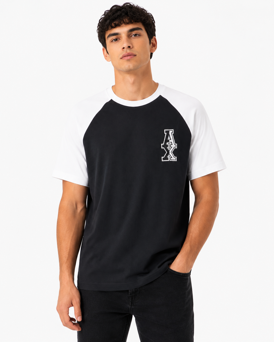 ARMANI EXCHANGE T-SHIRT BLK&WHT black&white / L