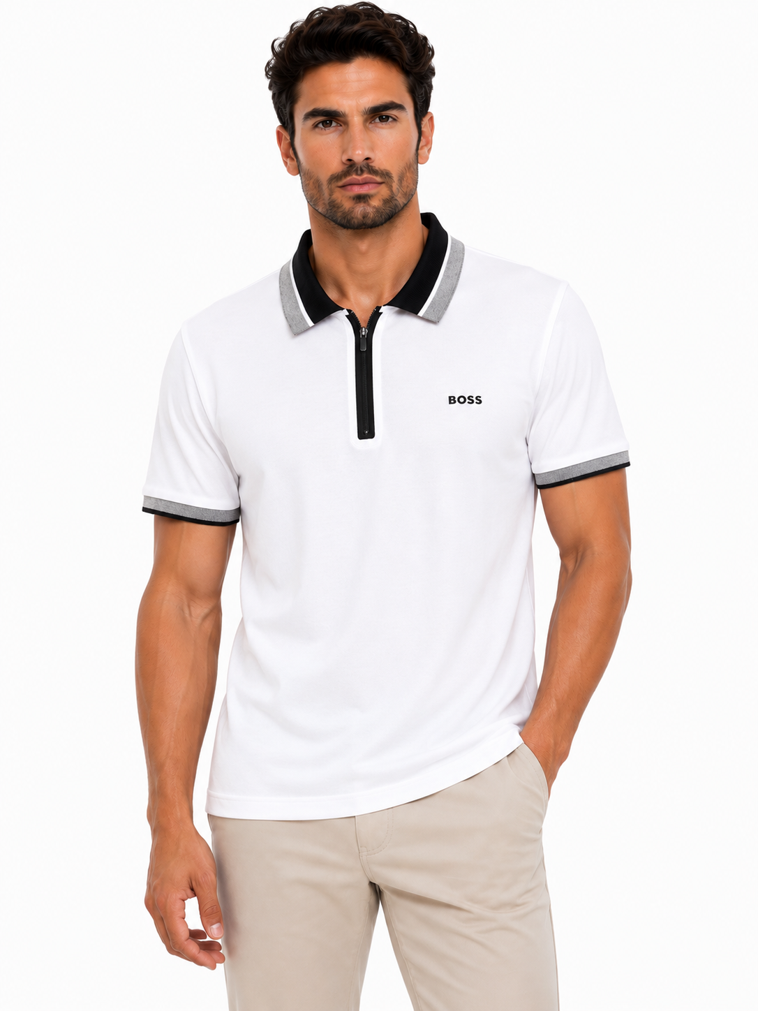 BOSS POLO 10052 white / XL