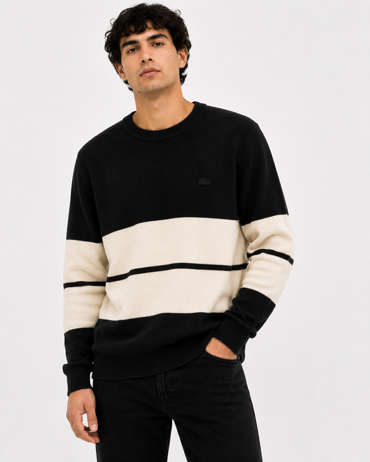 LACOSTE SWEATSHIRT BLK&BGE black&beige / XL