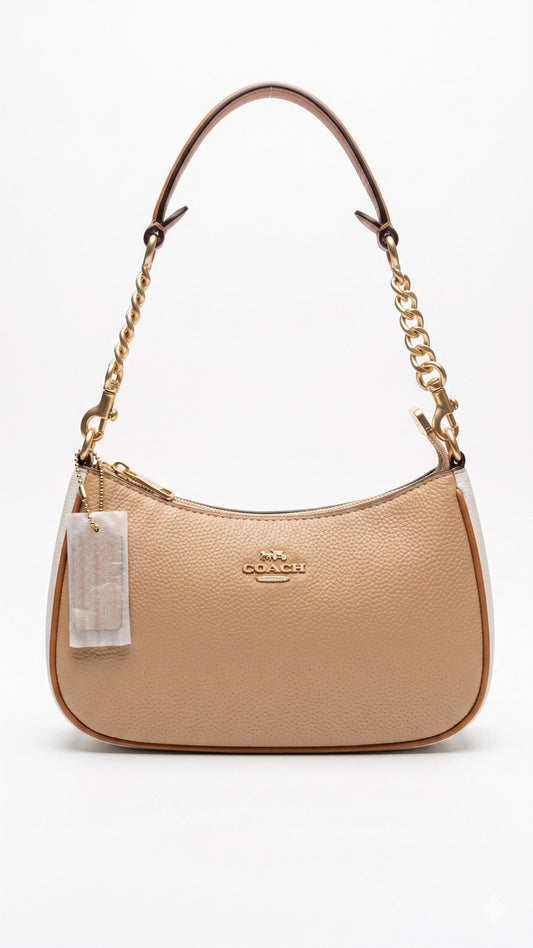 COACH BAG BGE&WHT 647 BEIGE&WHITE