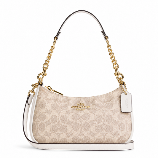 COACH SMALL BAG BGE&WHITE beige&white