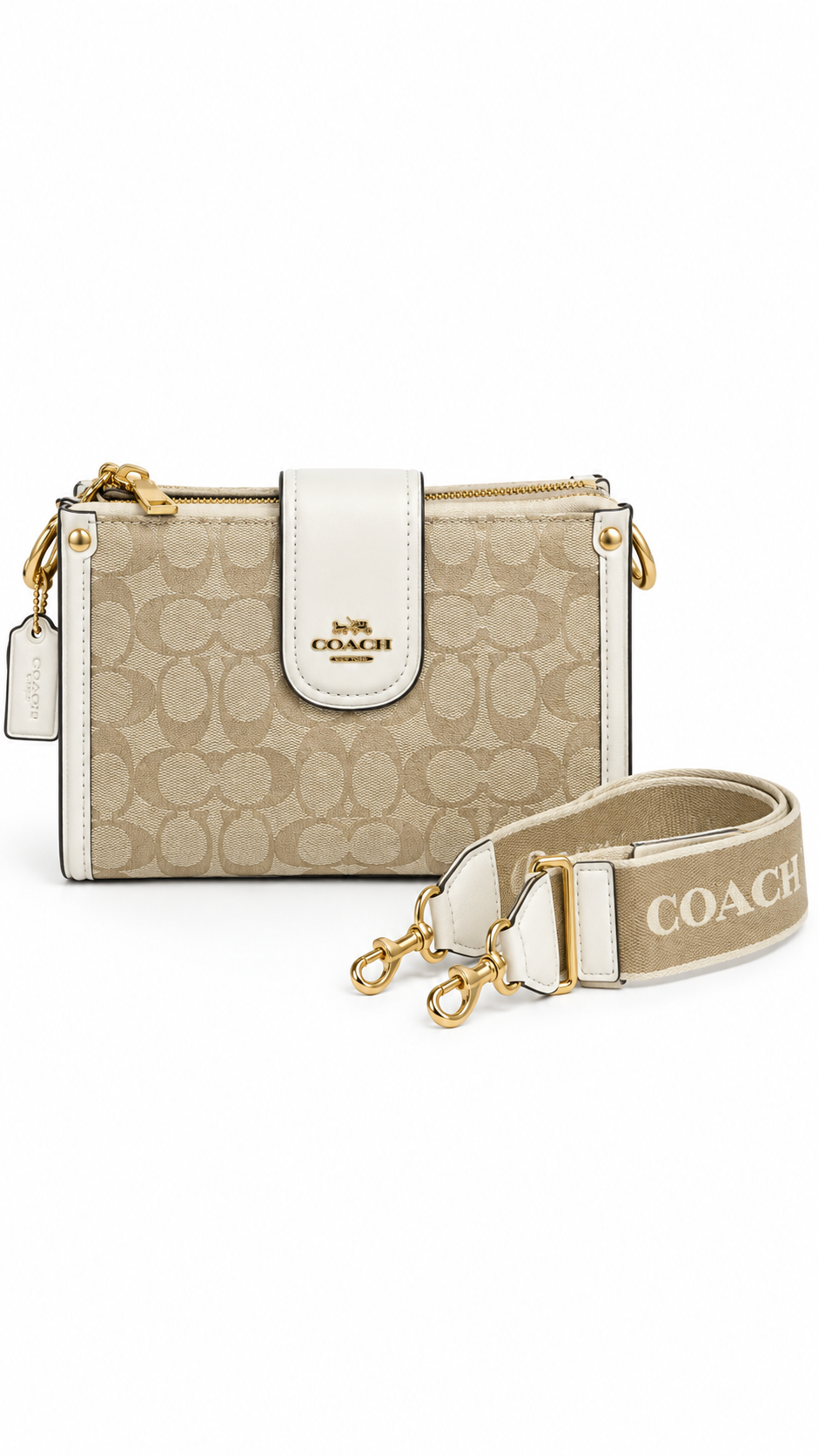 Coach Bag L.Apri&Wht 5557 Light Apricot & White Medium Bag Light Apricot & White