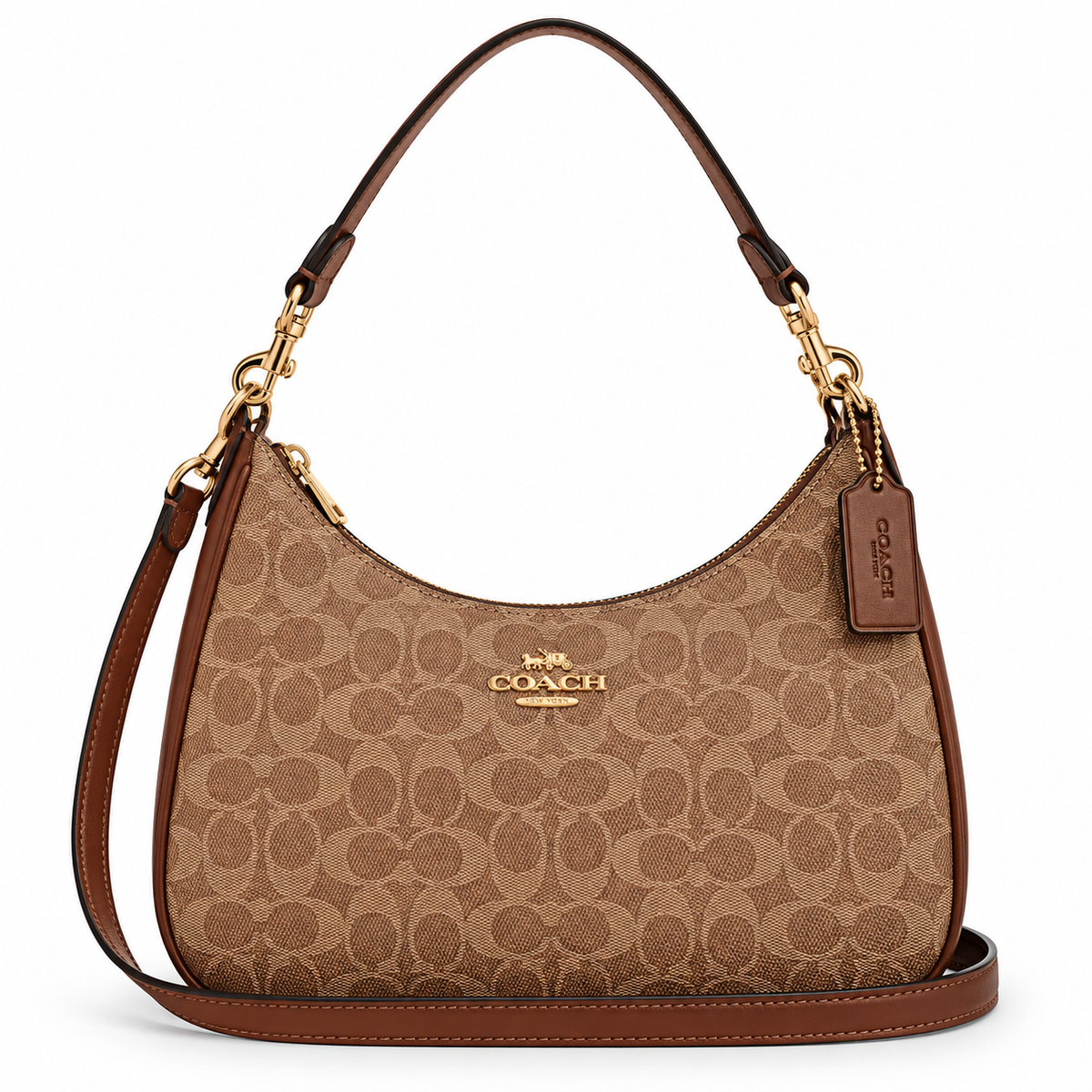 Coach Bag Khaki Sig&Brn Khaki Signature & Brown Medium Bag Khaki Signature & Brown
