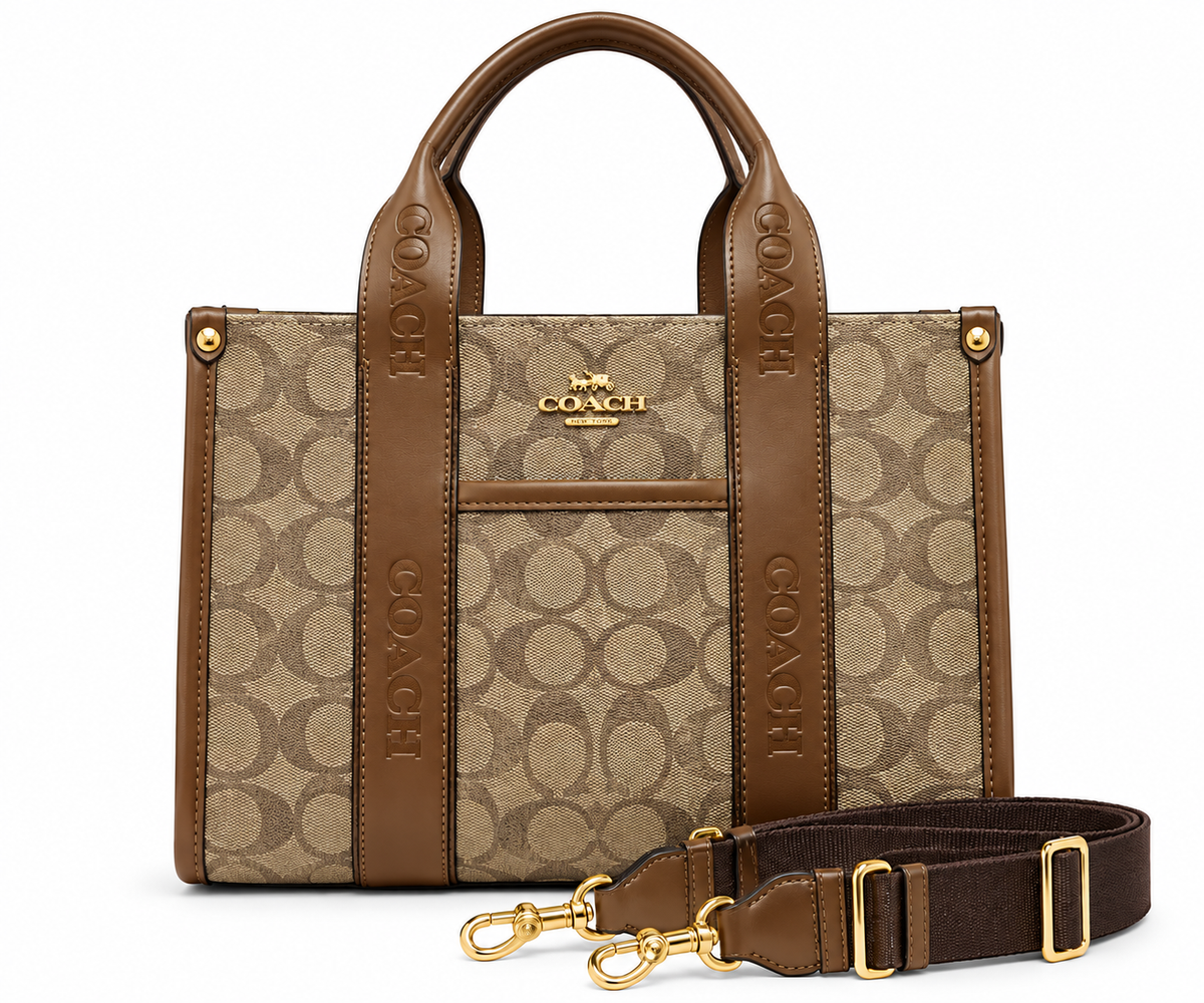 Coach Bag Bge&Coffee 90159 Beige & Coffee Medium Bag Beige & Coffee