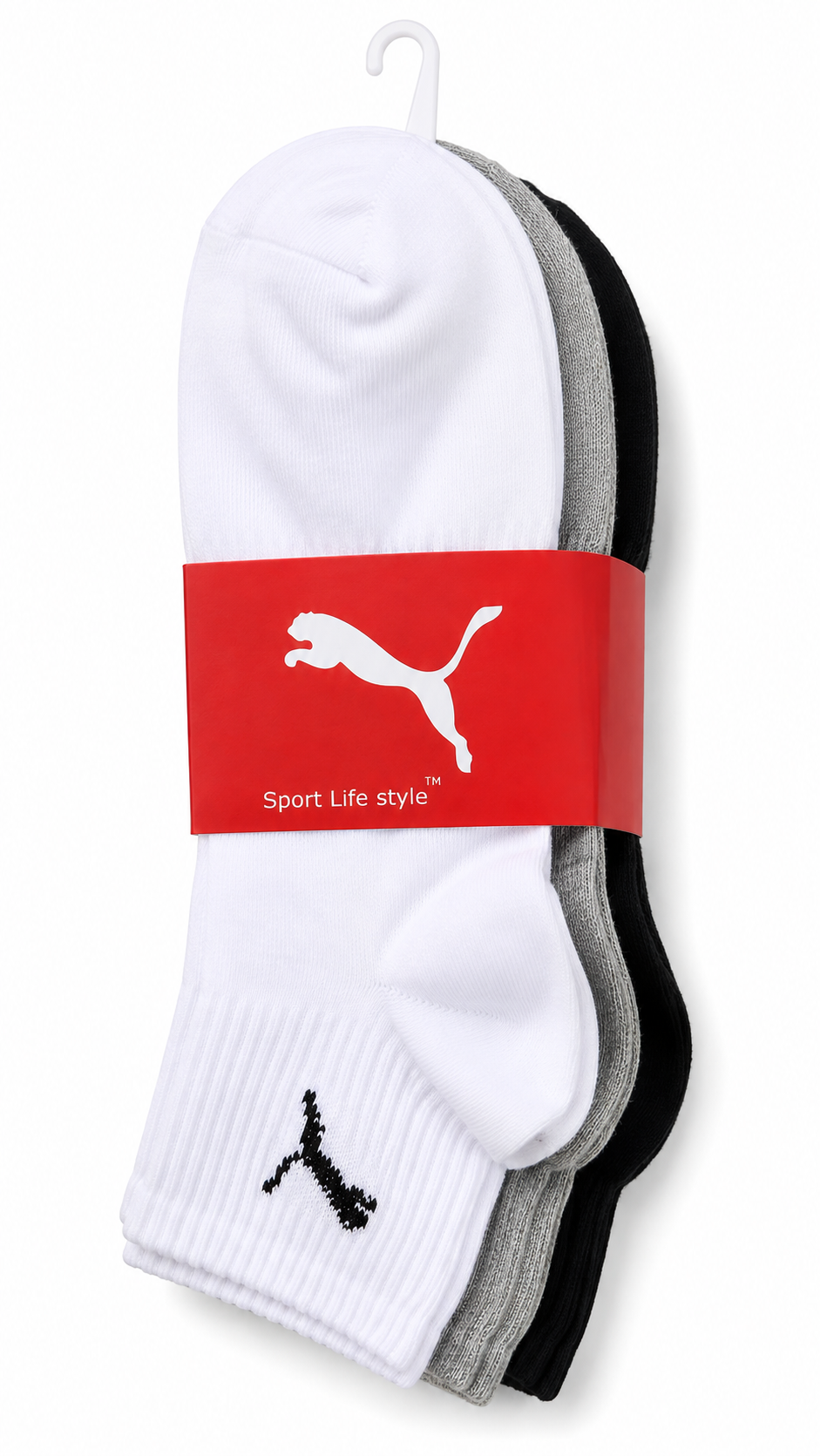 PUMA MEDIUM SOCKS WHT&BGE&BLK 0043 white&beige&black