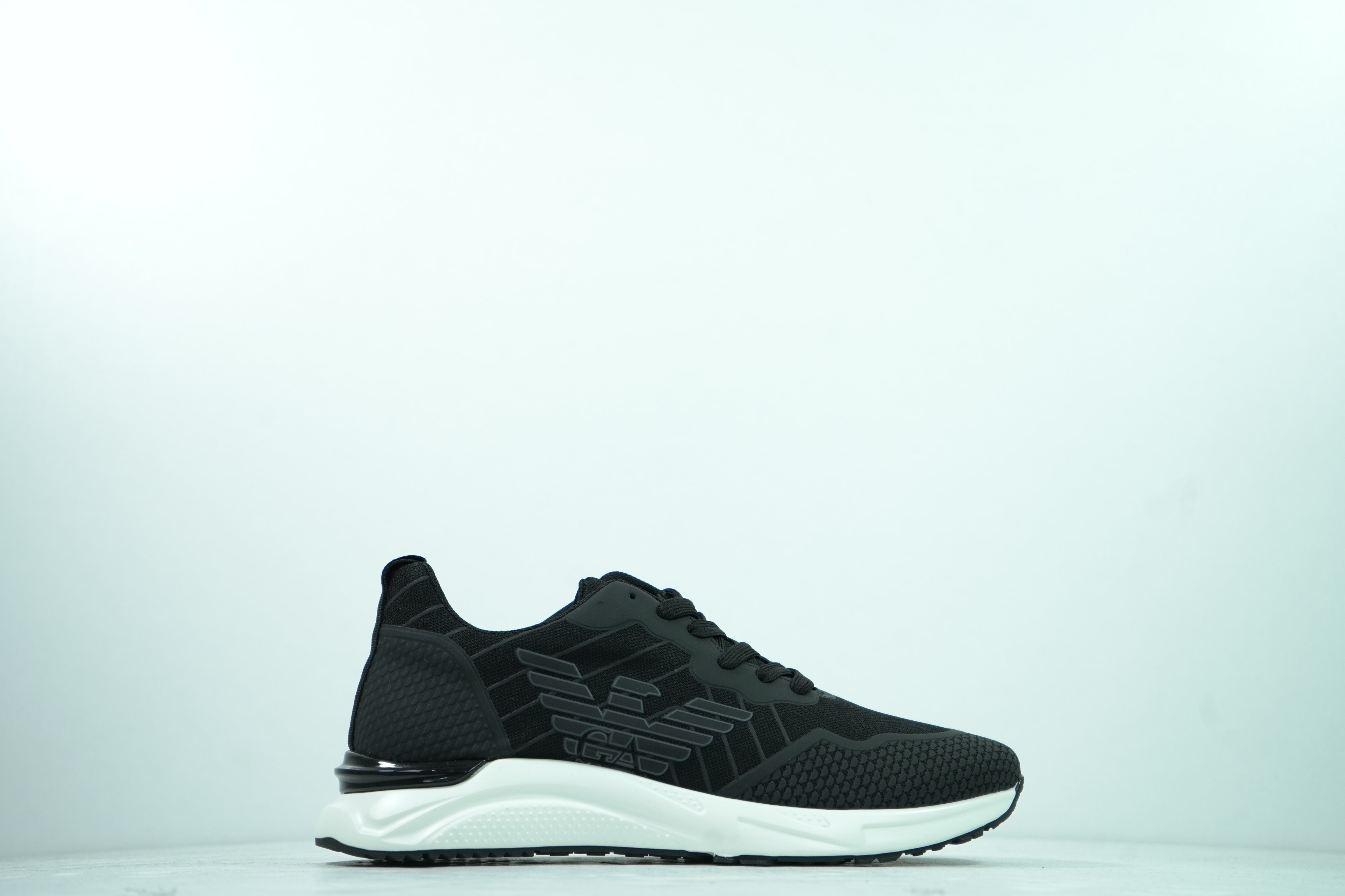 Armani Men Casual Shoes Embossed Logo Black&White / 44